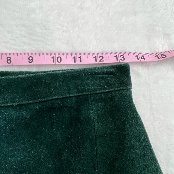 Vintage Mona Mode Green Leather Suede Skirt Small - Picture 8 of 9